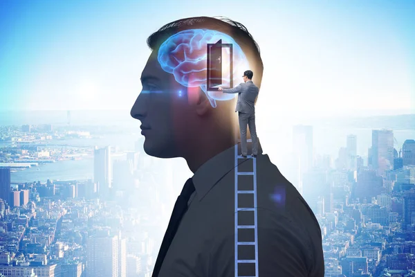 Affärsman öppna dörren till artificiell intelligens — Stockfoto