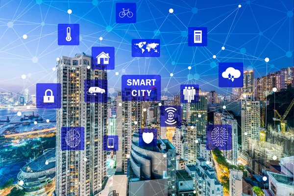 Konzept der Smart City und des Internets der Dinge — Stockfoto