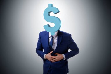 Kafası yerine dolar işareti olan bir iş adamı.