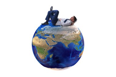 Küreselleşme kavramı ile beyaz yeryüzünde işadamı