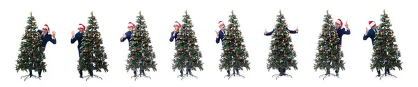 Uomo d'affari decorazione albero di Natale isolato su bianco — Foto Stock