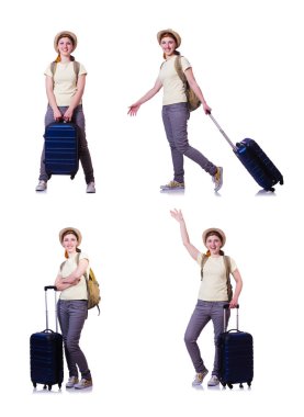 yaz tatili için hazırlık suitacases olan kadın