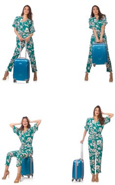 yaz tatili için hazırlık suitacases olan kadın