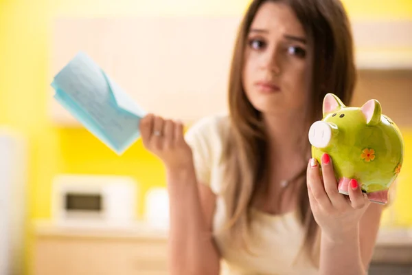 Young woman wife in budget planning concept — Stock Photo, Image