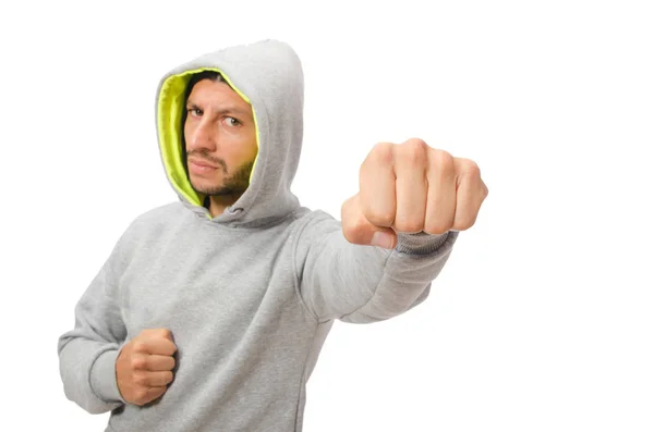 Young man exercising isolated on white background — Stock Photo, Image