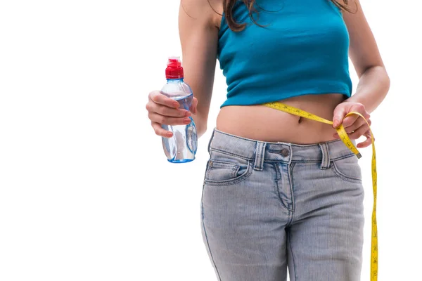 Concept of dieting with oversized jeans — Stock Photo, Image