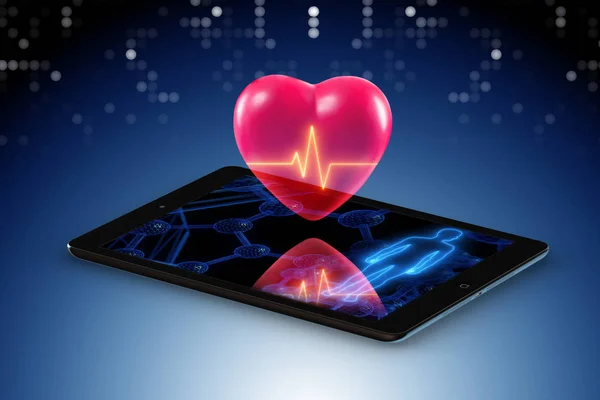 Концепція телемедицини з дистанційним моніторингом стану серця — стокове фото