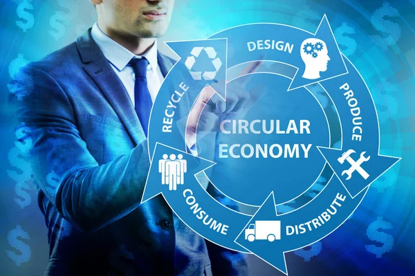 Concept of circular economy with businessman — Stock Photo, Image