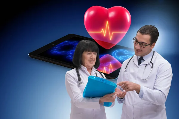 Telemedicine concept with remote monitoring of heart condition