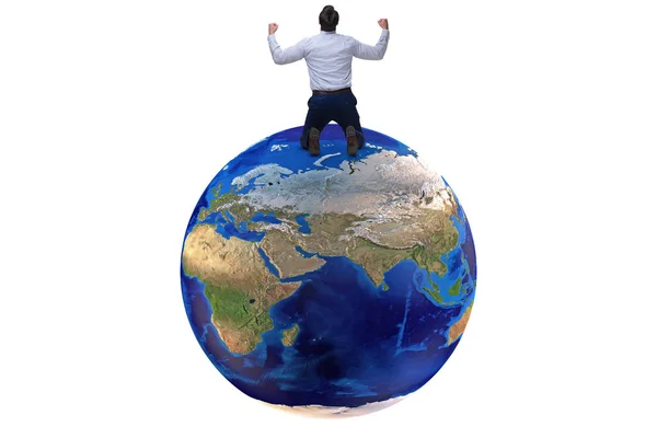 Affärsman Globalisering Koncept Med Jorden Vit — Stockfoto