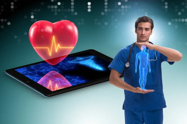 Telemedicine concept with remote monitoring of heart condition