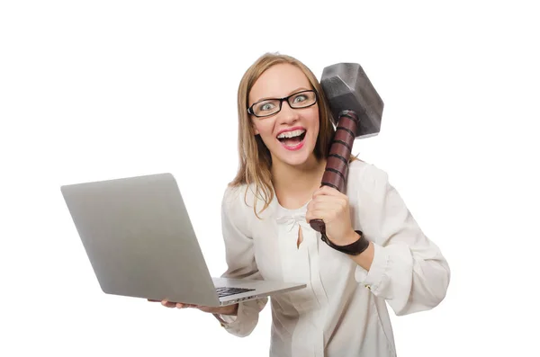 Geschäftsfrau mit Laptop im Geschäftskonzept — Stockfoto