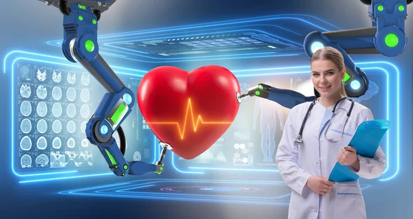 远程监测心脏病的远程医疗概念 — 图库照片