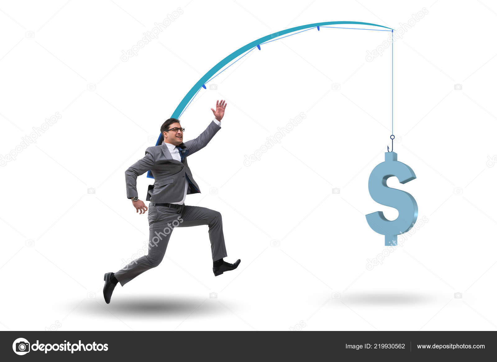 Businessman chasing money on fishing rod — Stock Photo © Elnur_ #219930562