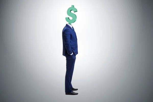 Businessman with dollar sign instead of head — Stock Photo, Image