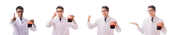 Lekarz w koncepcji oddawania krwi izolowany na białym — Zdjęcie stockowe
