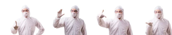 Man in protective suit isolated on white background — Stock Photo, Image