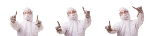 Man in protective suit isolated on white background — Stock Photo, Image