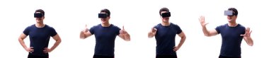 Sanal gerçeklik Vr gözlük izole o giyen genç yakışıklı adam
