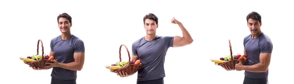 Man promoting the benefits of healthy eating and doing sports — Stock Photo, Image