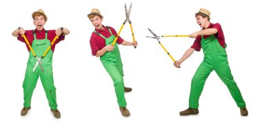 Adam beyaz izole makası ile