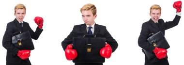 Beyaz izole boks eldivenli genç yaş 