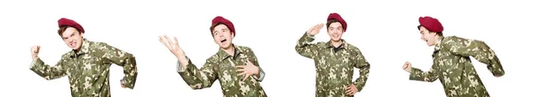 Смішний солдат у військовій концепції — стокове фото
