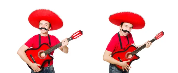 Guitarrista mexicano isolado no branco — Fotografia de Stock