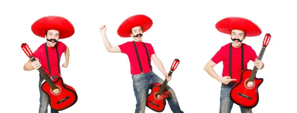 Мексиканский гитарист, изолированный на белом — стоковое фото
