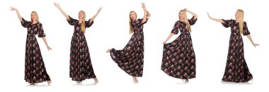 Beyaz izole romantik içinde güzel kadın