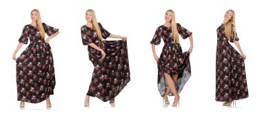 Beyaz izole romantik içinde güzel kadın