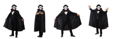 Adam korkutucu maskesi üzerine beyaz izole