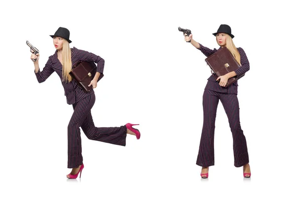Kvinna gangster med pistol i vintage koncept — Stockfoto