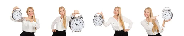 Üzletasszony Clock elszigetelt fehér background — Stock Fotó