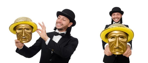 Hombre con máscara de teatro aislado en blanco —  Fotos de Stock