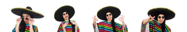 Mexikói nő fehér vicces koncepció — Stock Fotó