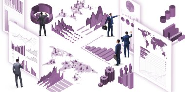 Ticari görselleştirme ve bilgi grafikleri konsepti işadamı
