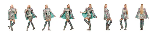 Modelo vestido con elementos de alfombra azerí aislados en —  Fotos de Stock