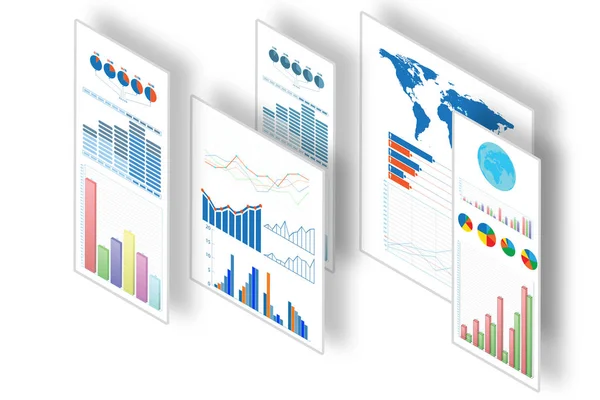 Obchodní grafy a infografiky - 3D vykreslování — Stock fotografie