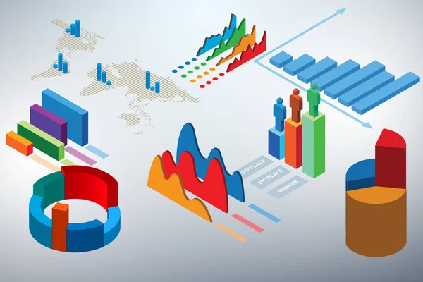 Diversos gráficos y gráficos - representación 3d — Foto de Stock