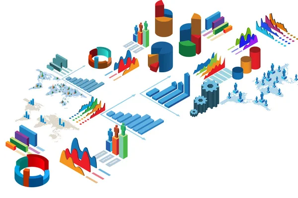 Diversos gráficos y gráficos - representación 3d —  Fotos de Stock