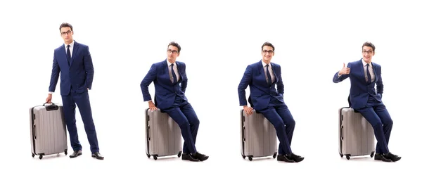 Biznesmen w business travel koncepcja na białym tle — Zdjęcie stockowe