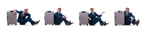 Üzleti utazási koncepció elszigetelt fehér üzletember — Stock Fotó