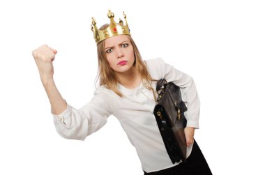 Beyaz taç giyen kadın kraliçe.