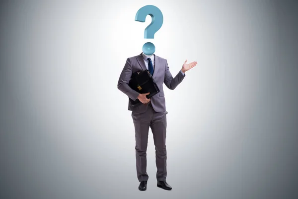 Businessman with question mark instead of his head