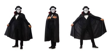 Adam korkutucu maskesi üzerine beyaz izole