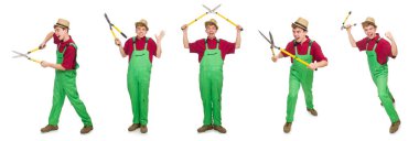 Adam beyaz izole makası ile