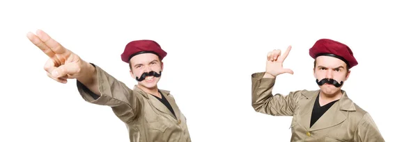 Funny soldier isolated on white — Stock Photo, Image