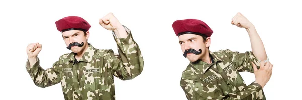 Grappige soldaat in militair concept — Stockfoto