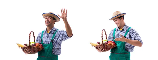 Young farmer isolated on the white background — Stock Photo, Image